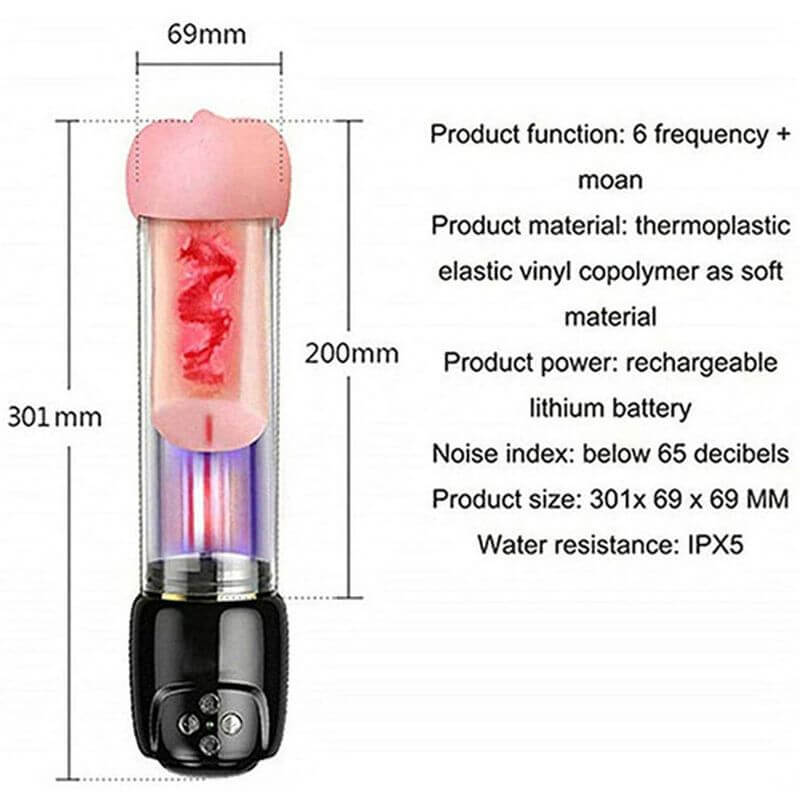 2in1 Multiple Vibrating Modes Moaning Men Masturbator Penis Pump