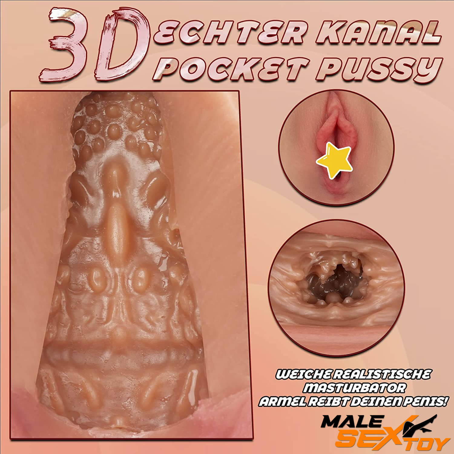 2In1 Realistic Vibrating Anal Pocket Pussy Sex Toy Male Masturbator