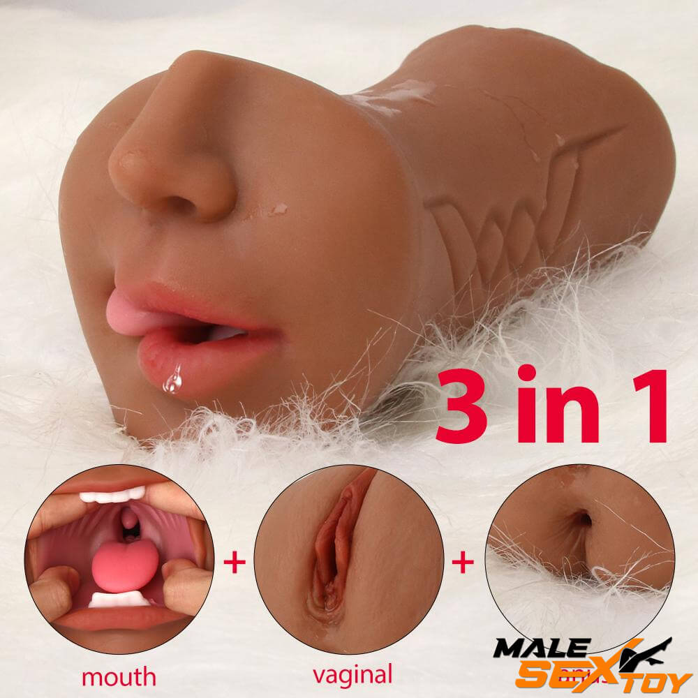 3In1 Soft Blowjob Mouth Masturbator Sex Toy For Vagina Anal Sex