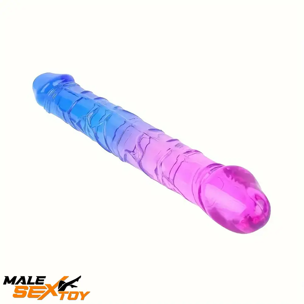 12.6in 17.32in Gradient Color Big Double Heads Dildo For G-Spot Vagina Male Sex Toy