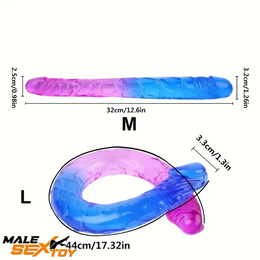 12.6in 17.32in Gradient Color Big Double Heads Dildo For G-Spot Vagina Male Sex Toy