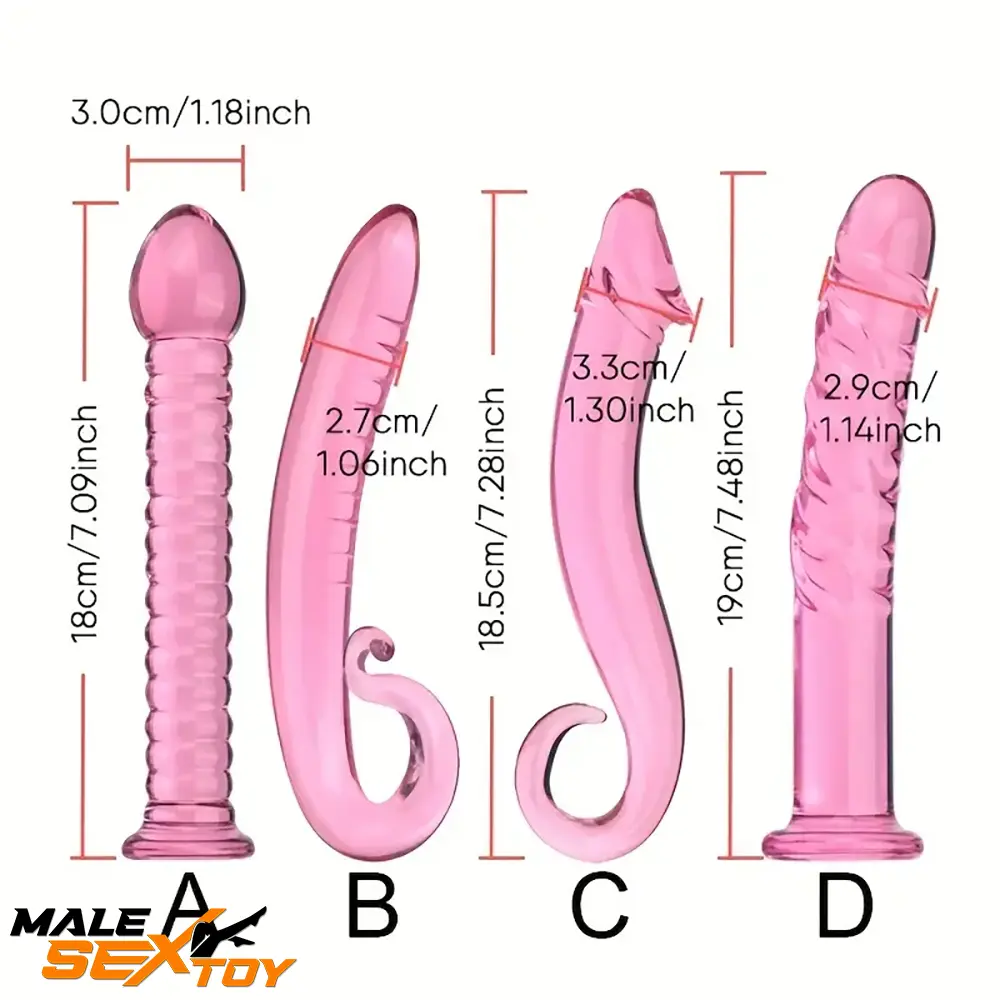 7.09in 7.28in 7.48in Clear Unisex Glass Crystal Dildo For G Spot Love Male Sex Toy