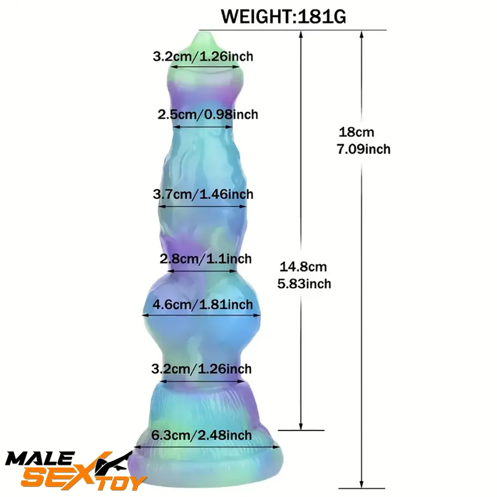 7.09in Fantasy Monster Dog Knot Silicone Soft Cock Dildo For Clit Dilator Male Sex Toy