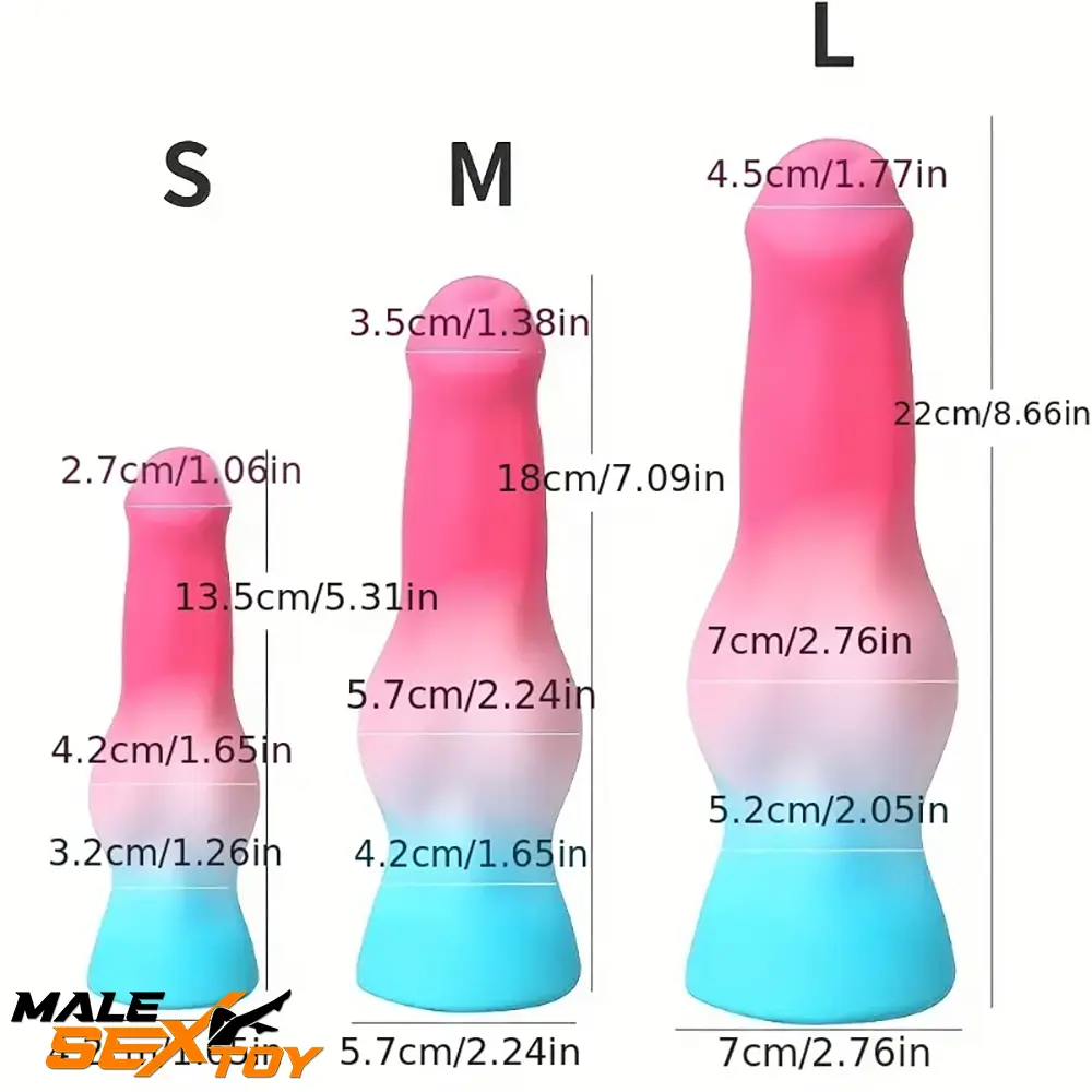 5.31in 7.09in 8.66in Dog Cock knot Silicone Thick Soft Female Dildo Male Sex Toy
