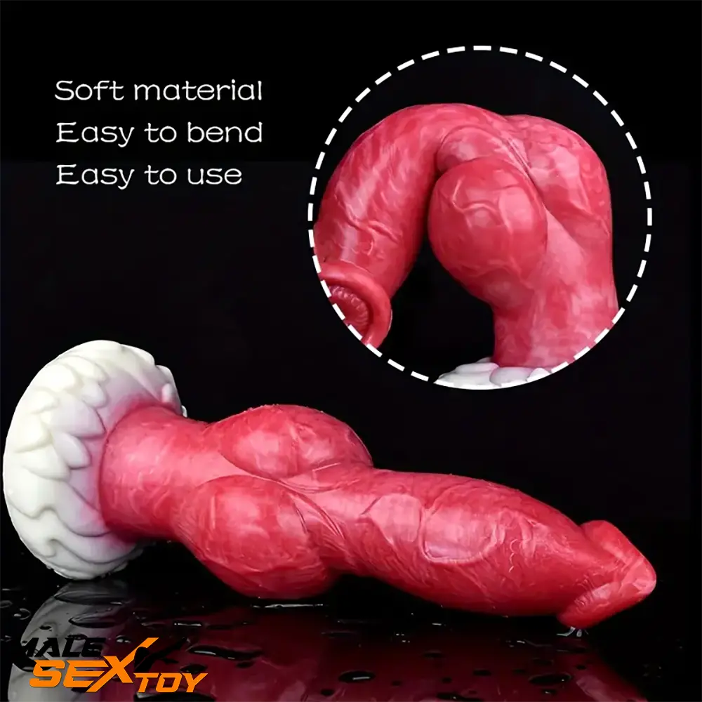 9.25in Unisex Big Dog Knot Silicone Soft Dildo For Prostate Vaginal Toy Male Sex Toy