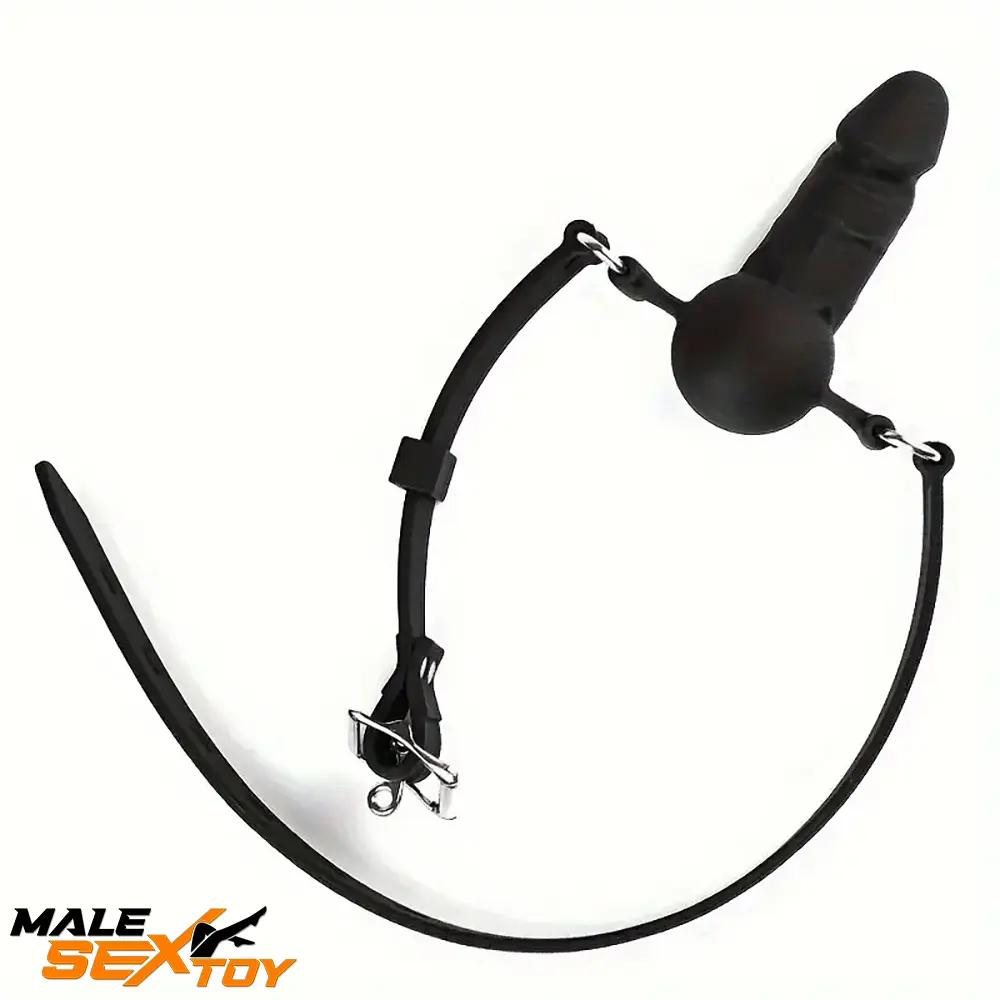 3.93in Mini Black Mouth Gag Dildo For Face Wearing Orgasm Sex Love