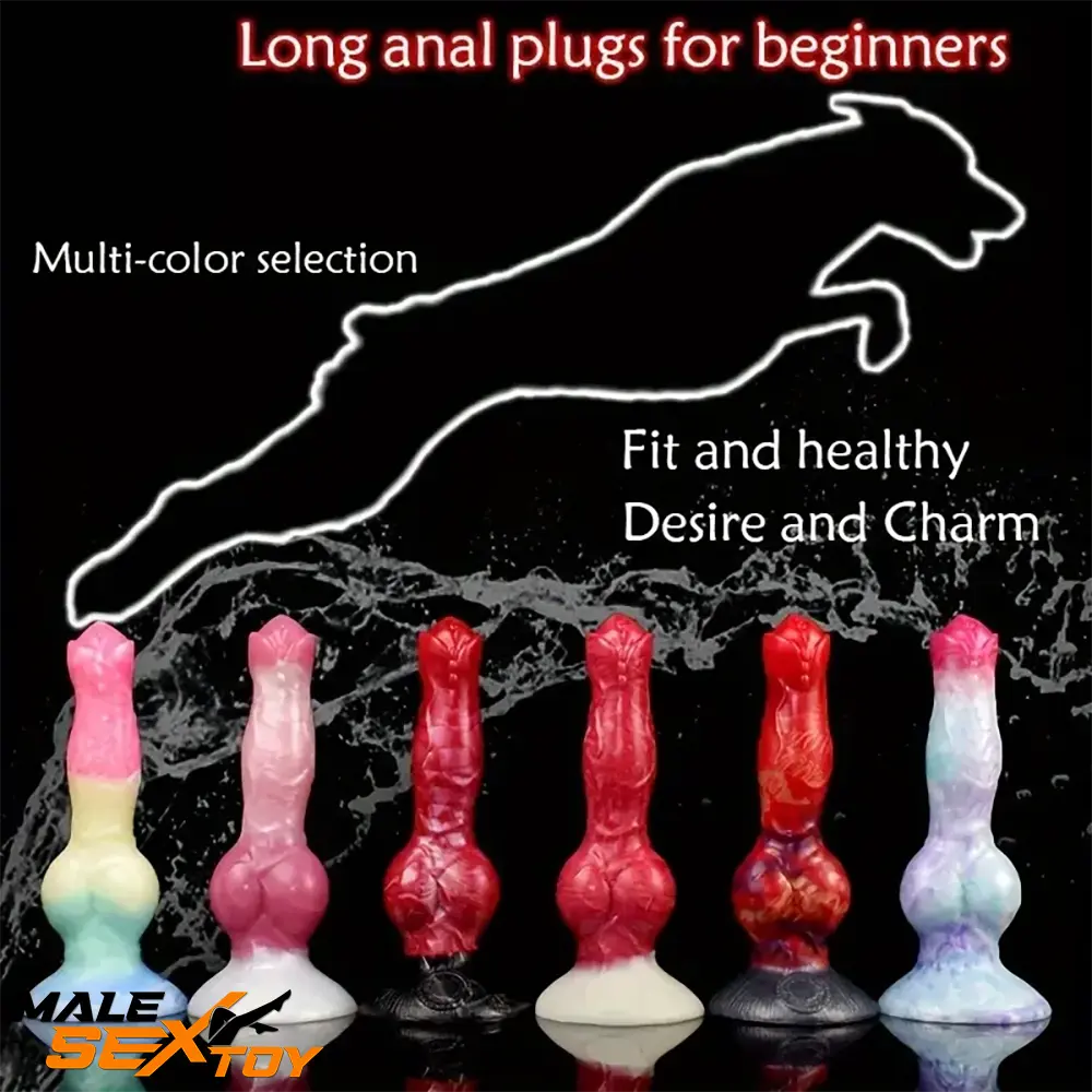 8.03in Fantasy Big Dog Knot Silicone Soft Dildo For G-Spot Love Sex Male Sex Toy