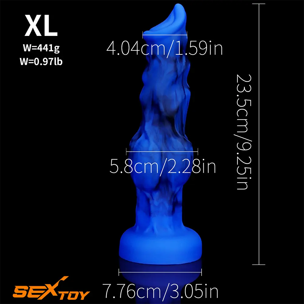 6.65in 7.63in 8.3in 9.25in 10.03in Fantasy Dog Cock Knot Female Dildo Male Sex Toy