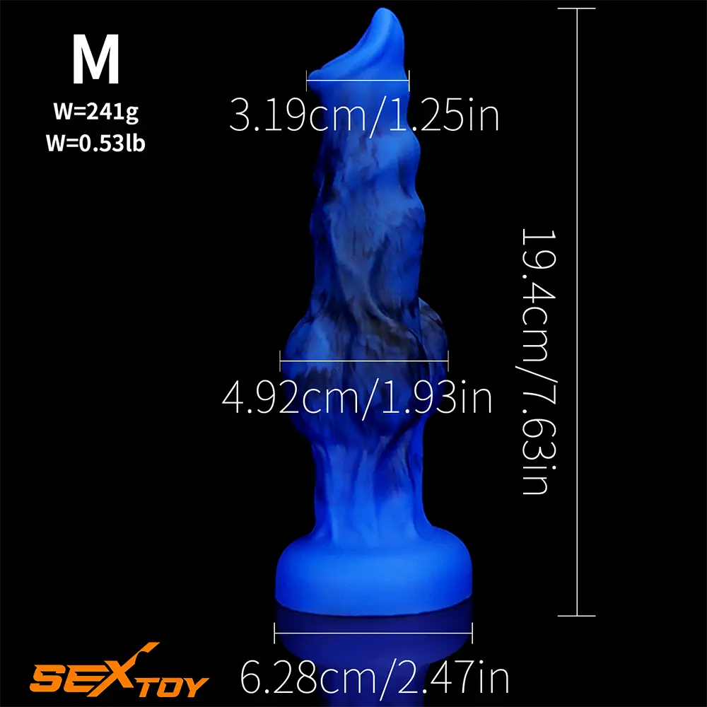 6.65in 7.63in 8.3in 9.25in 10.03in Fantasy Dog Cock Knot Female Dildo Male Sex Toy
