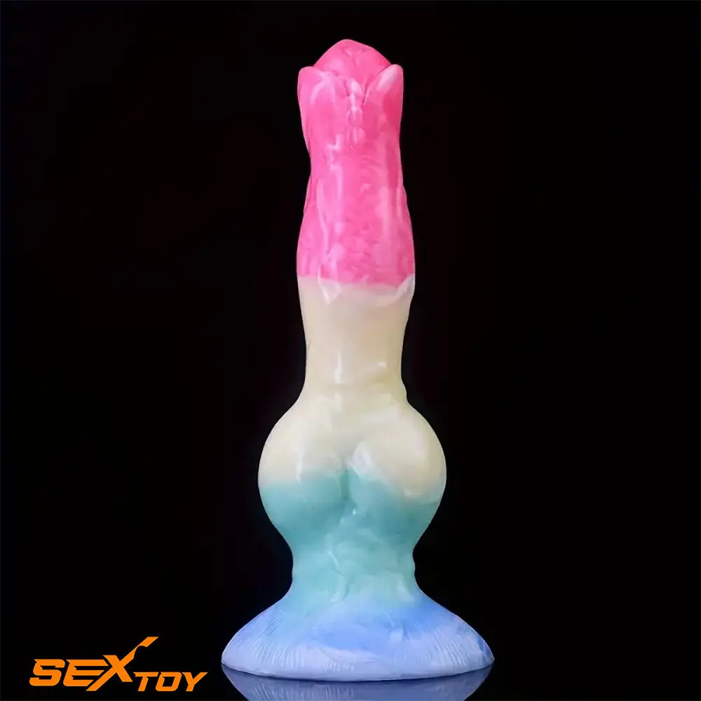8.03in Fantasy Big Dog Knot Silicone Soft Dildo For G-Spot Love Sex Male Sex Toy