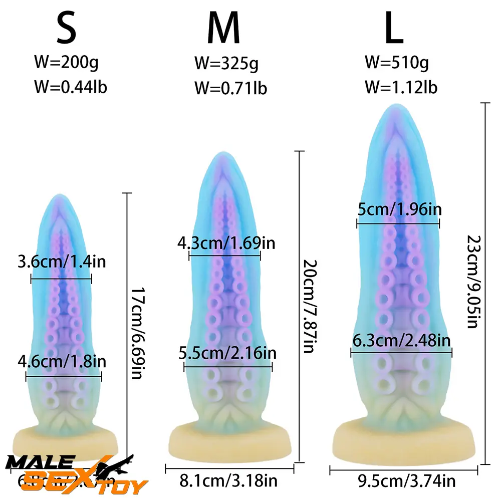 6.69in 7.87in 9.05in Fantasy Octopus Tentacle Silicone Soft Female Dildo Male Sex Toy