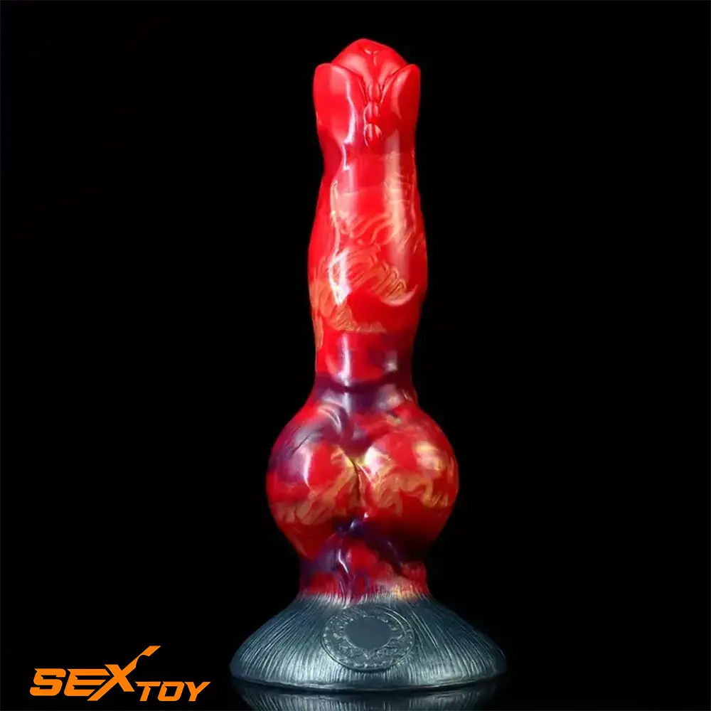 8.03in Fantasy Big Dog Knot Silicone Soft Dildo For G-Spot Love Sex Male Sex Toy