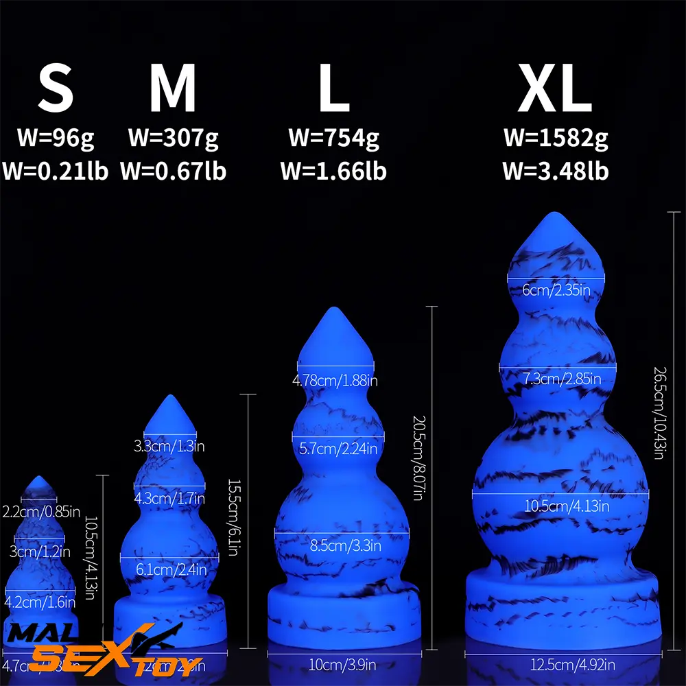 4.13in 6.1in 8.07in 11.43in Fantasy Silicone Soft Butt Plug Female Dildo Male Sex Toy