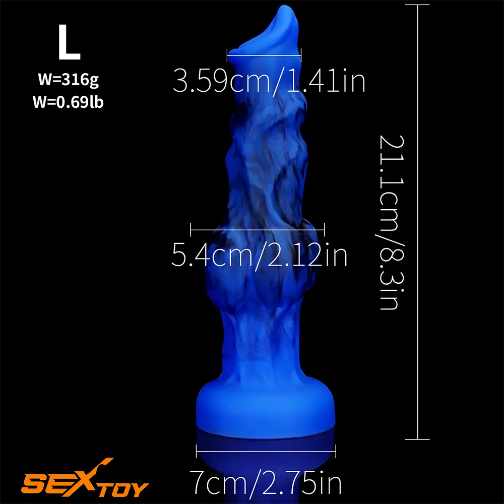 6.65in 7.63in 8.3in 9.25in 10.03in Fantasy Dog Cock Knot Female Dildo Male Sex Toy