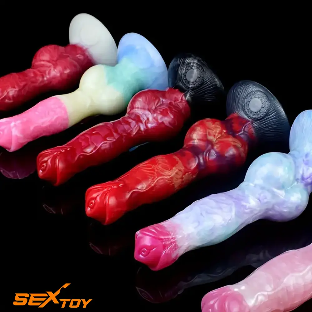 8.03in Fantasy Big Dog Knot Silicone Soft Dildo For G-Spot Love Sex Male Sex Toy