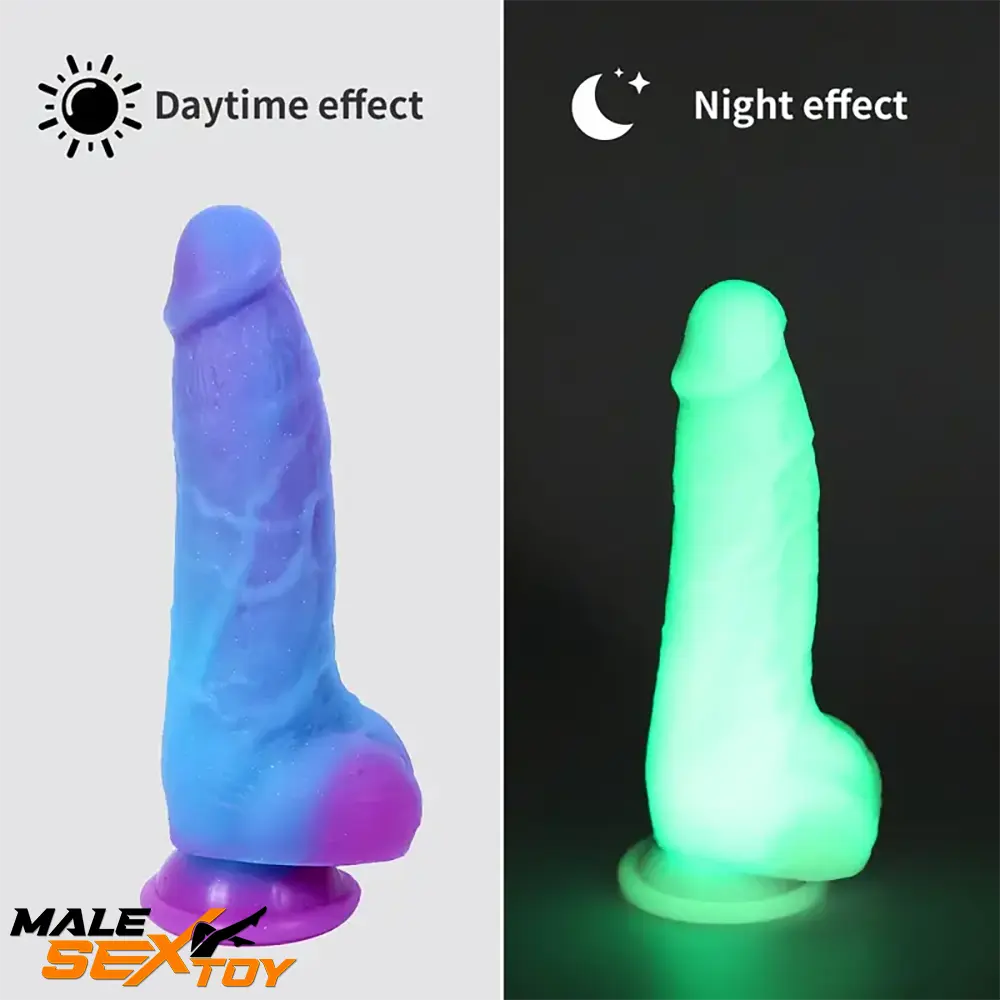 7.4in Unisex Soft Flexible Silicone Luminous Real Dildo Sex Love Toy Male Sex Toy