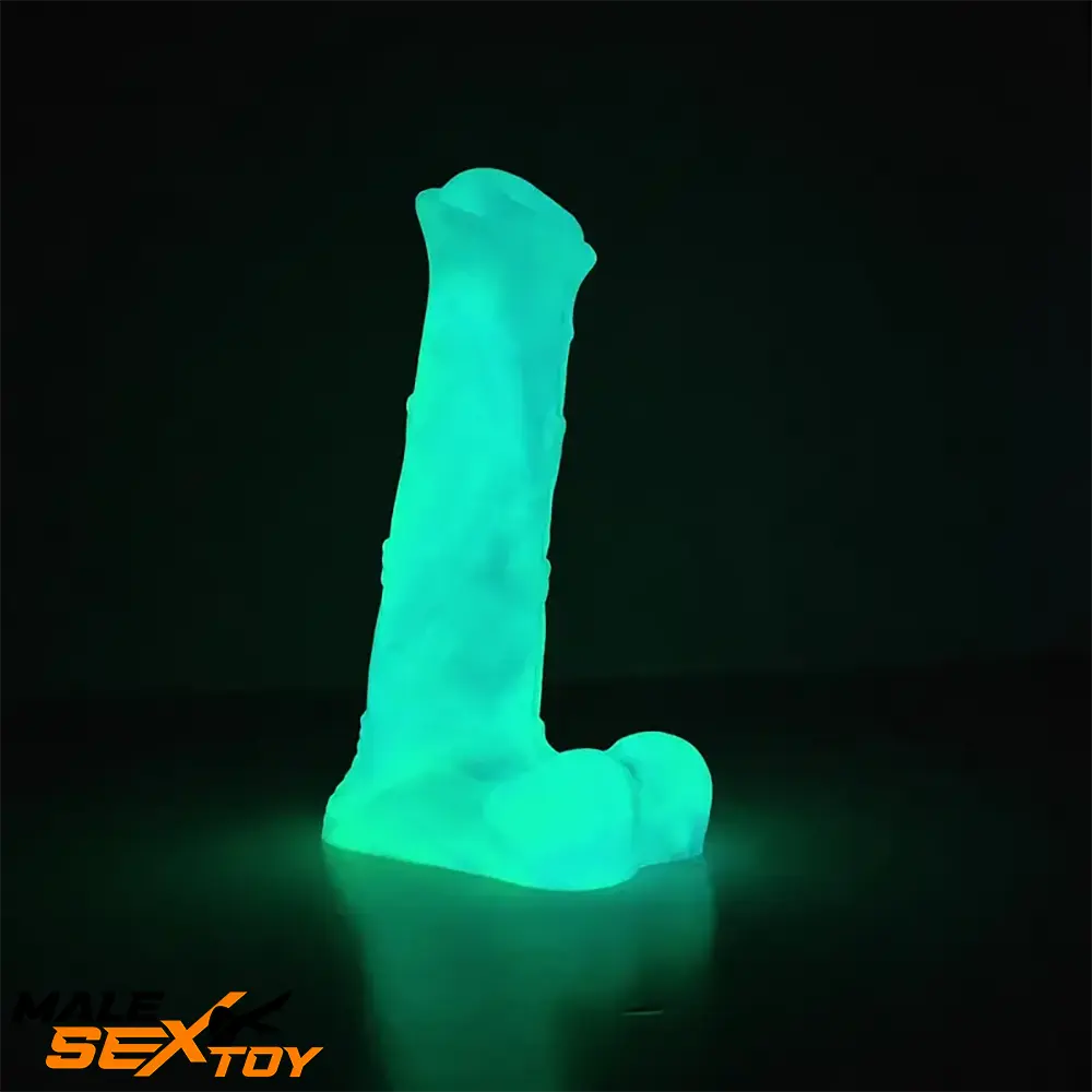 7.78in Liquid Silicone Fantasy Horse Glowing Luminous Real Cock Dildo Male Sex Toy
