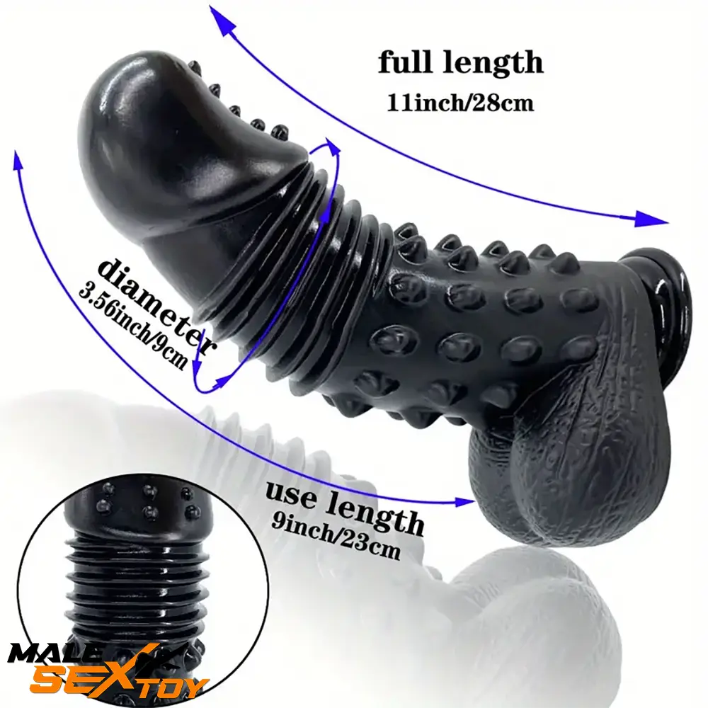 11in Big Black Spiked Barbed Dildo For Women Men Sex Real Love Male Sex Toy