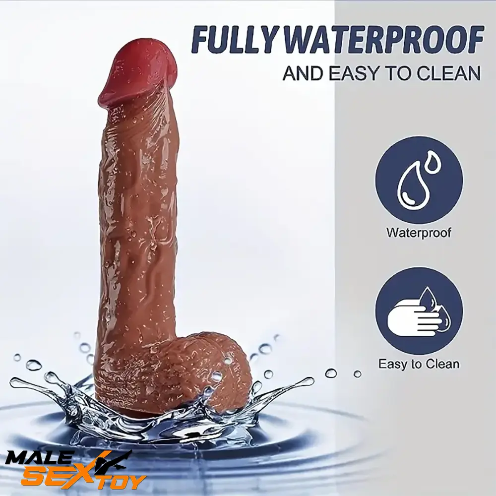 8.46in Soft Real Silicone Large Squirting Veins Dildo With Curved Shaft Male Sex Toy