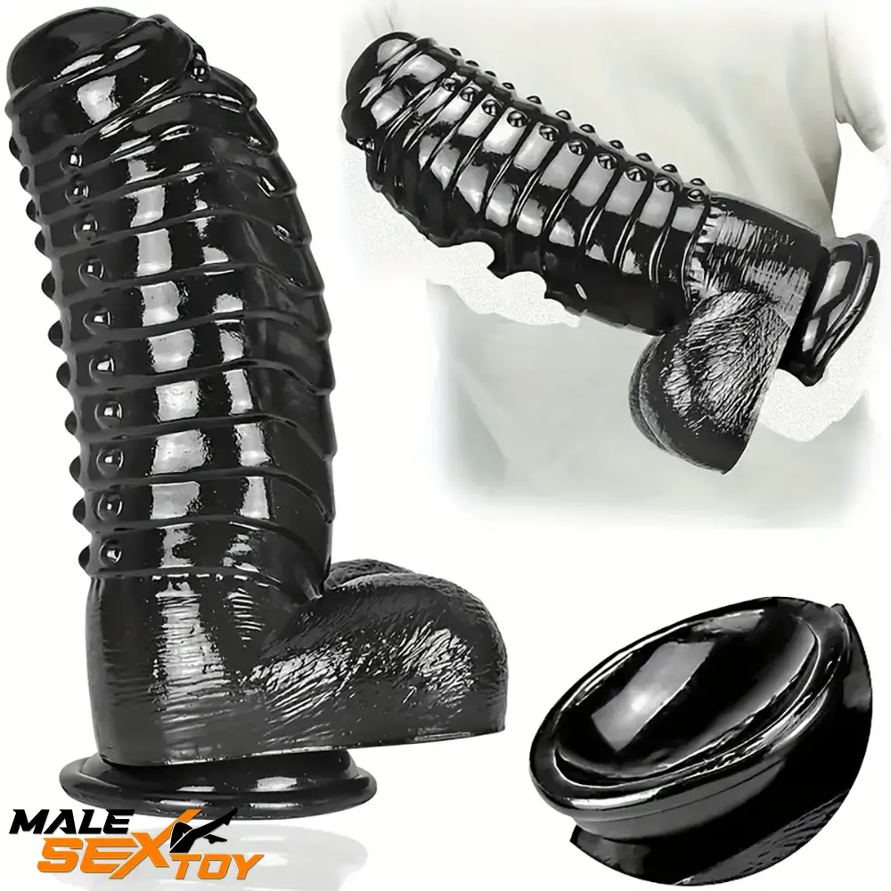 11.8in Realistic Big Black Uncut Spiked Thick Dildo For Female Sex Male Sex Toy