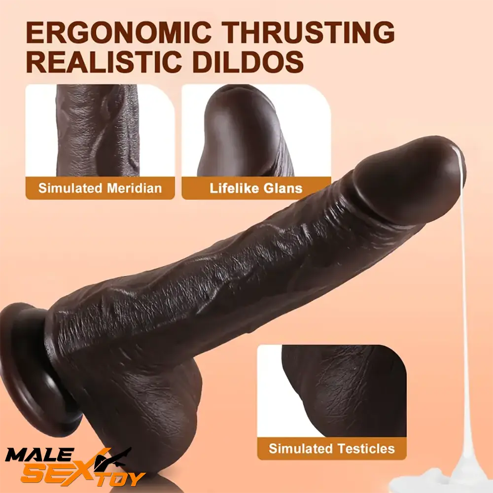 8.7in Soft Big Silicone Thrusting Rotating Heating Remote Auto Dildo Male Sex Toy