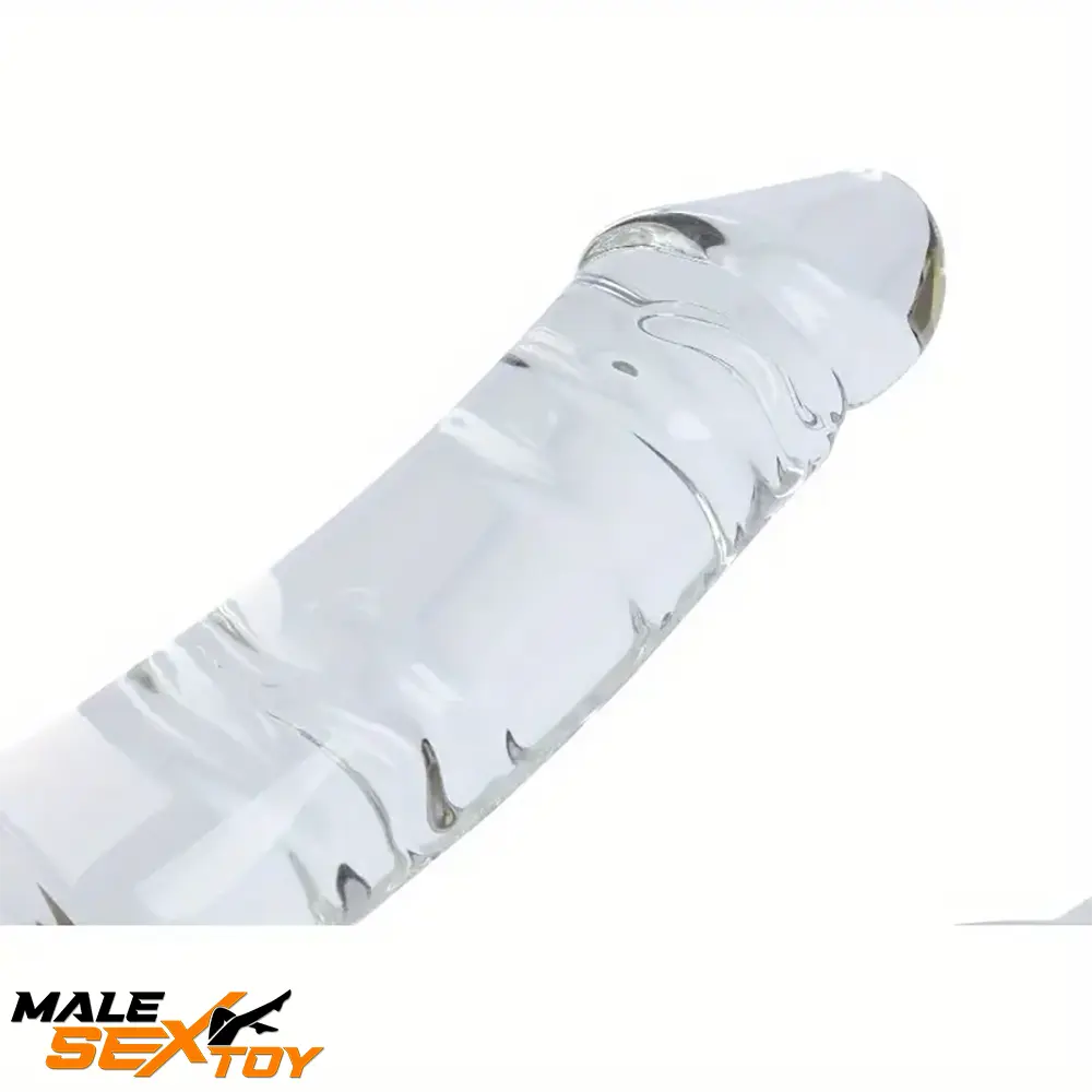 11.4in Realistic Clear Glass Crystal Dildo For Hands-Free G Spot Lovers Male Sex Toy