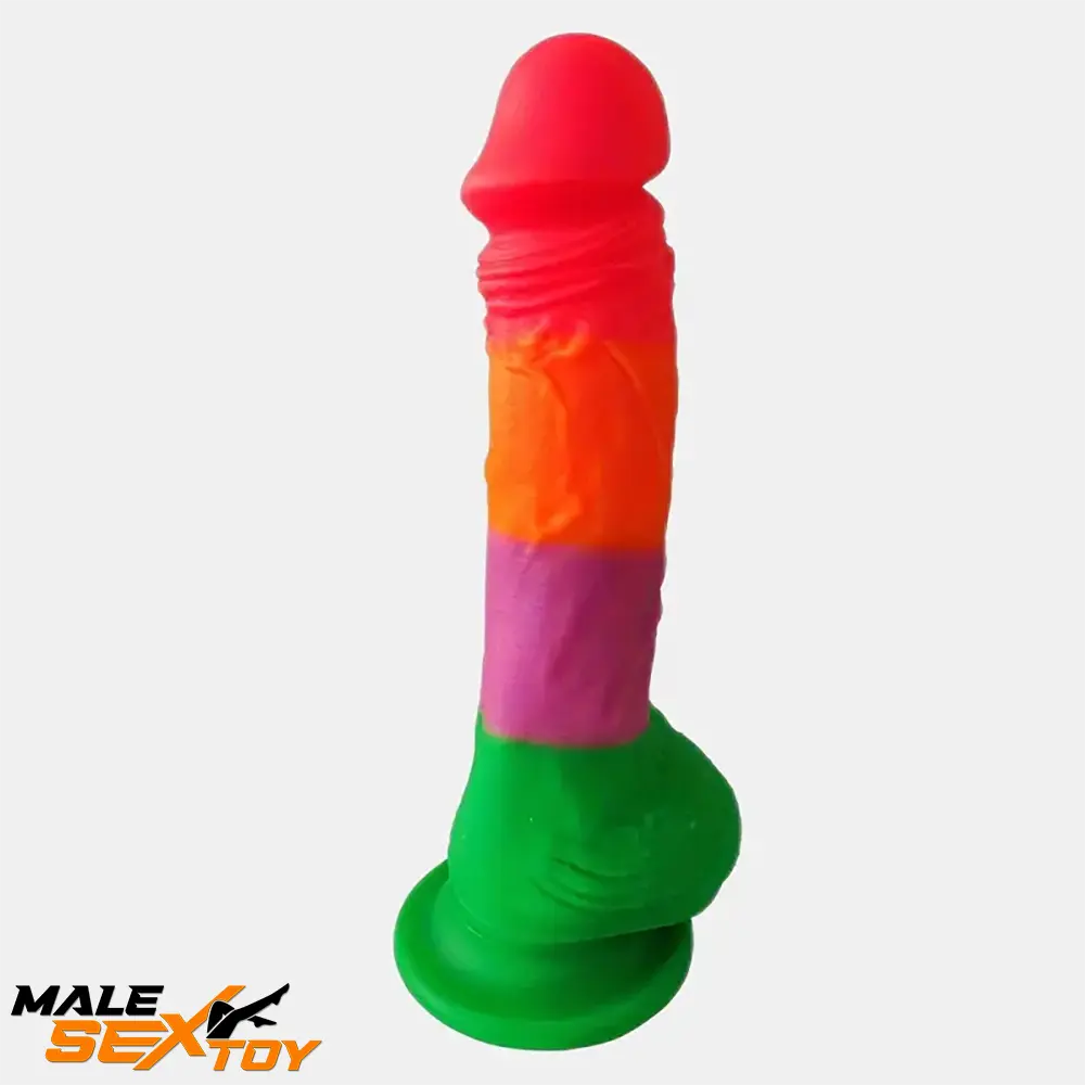 7.9in Silicone Rainbow Soft Dildo For Women Men Couple G-spot Sex Male Sex Toy