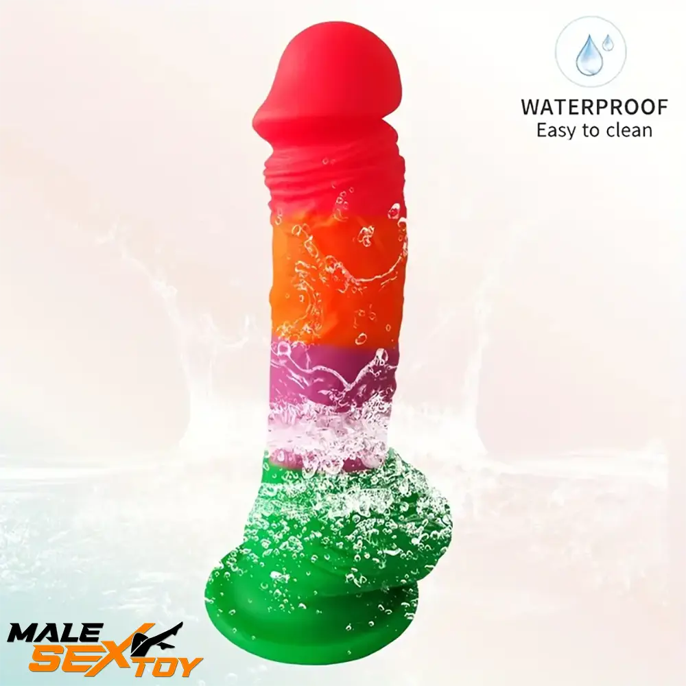 7.9in Silicone Rainbow Soft Dildo For Women Men Couple G-spot Sex Male Sex Toy