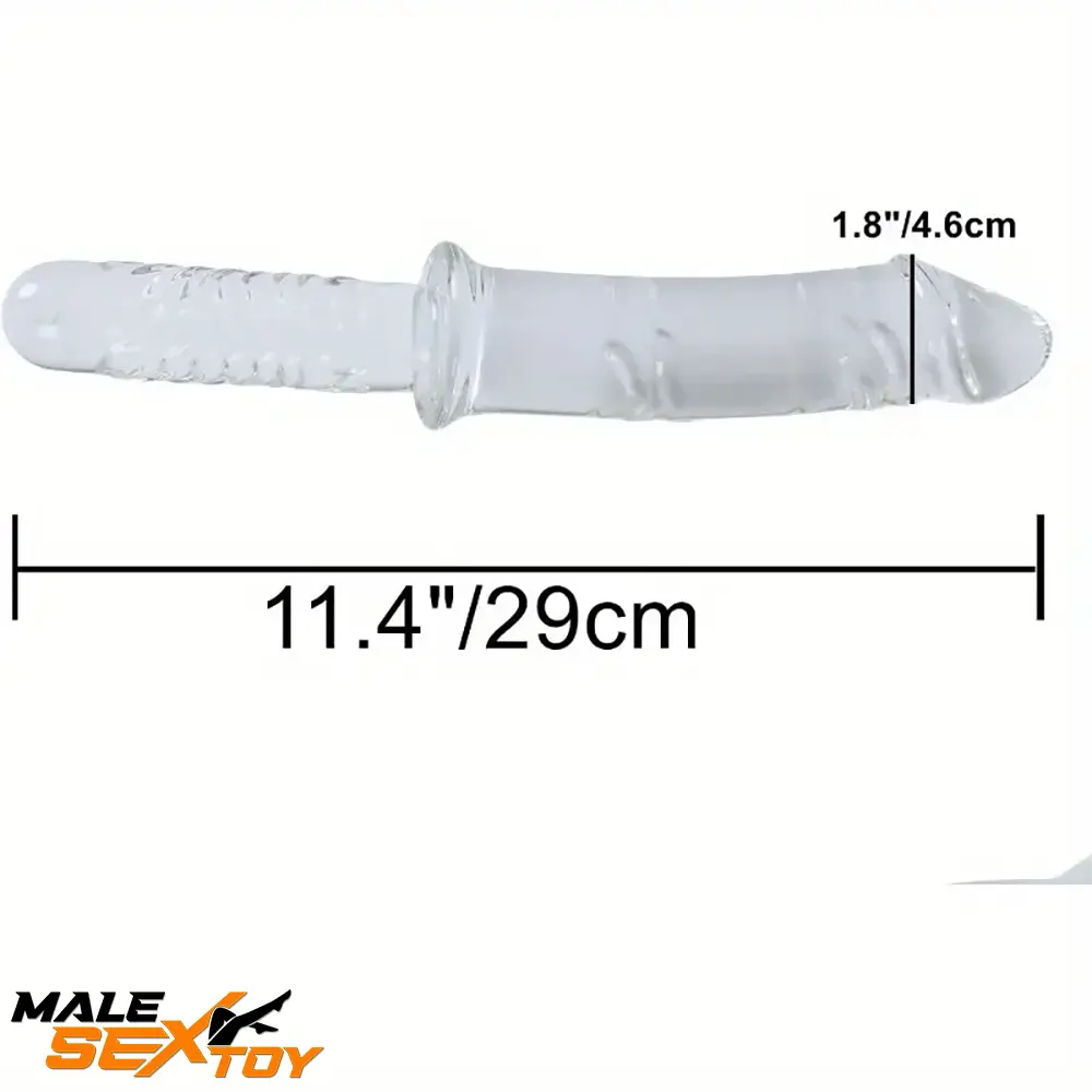 11.4in Realistic Clear Glass Crystal Dildo For Hands-Free G Spot Lovers Male Sex Toy