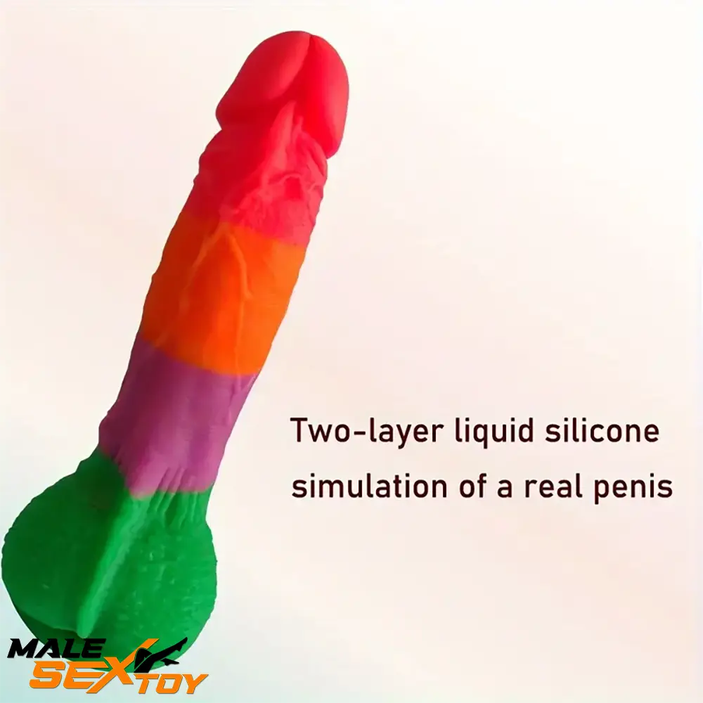 7.9in Silicone Rainbow Soft Dildo For Women Men Couple G-spot Sex Male Sex Toy