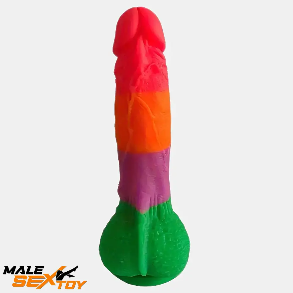 7.9in Silicone Rainbow Soft Dildo For Women Men Couple G-spot Sex Male Sex Toy