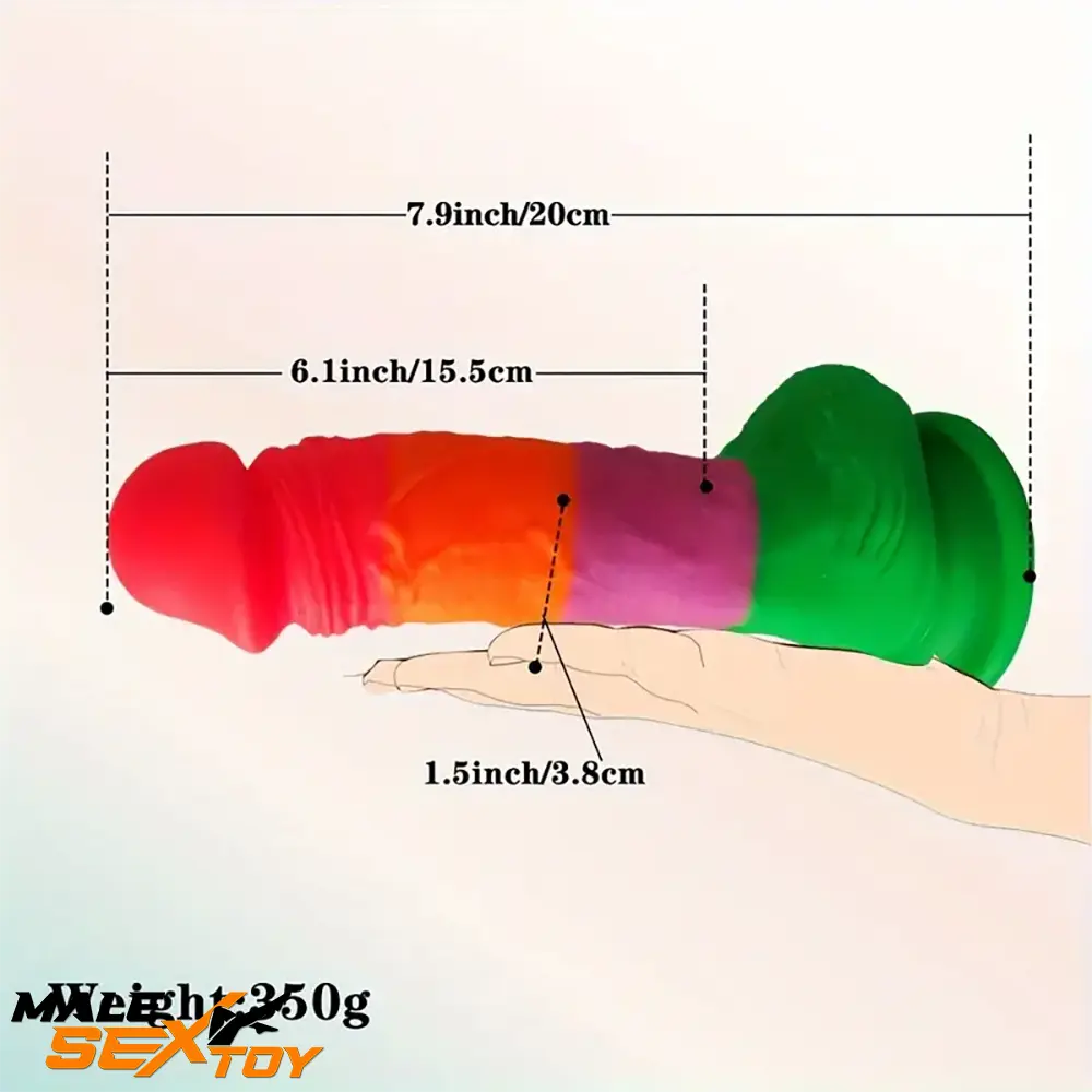 7.9in Silicone Rainbow Soft Dildo For Women Men Couple G-spot Sex Male Sex Toy