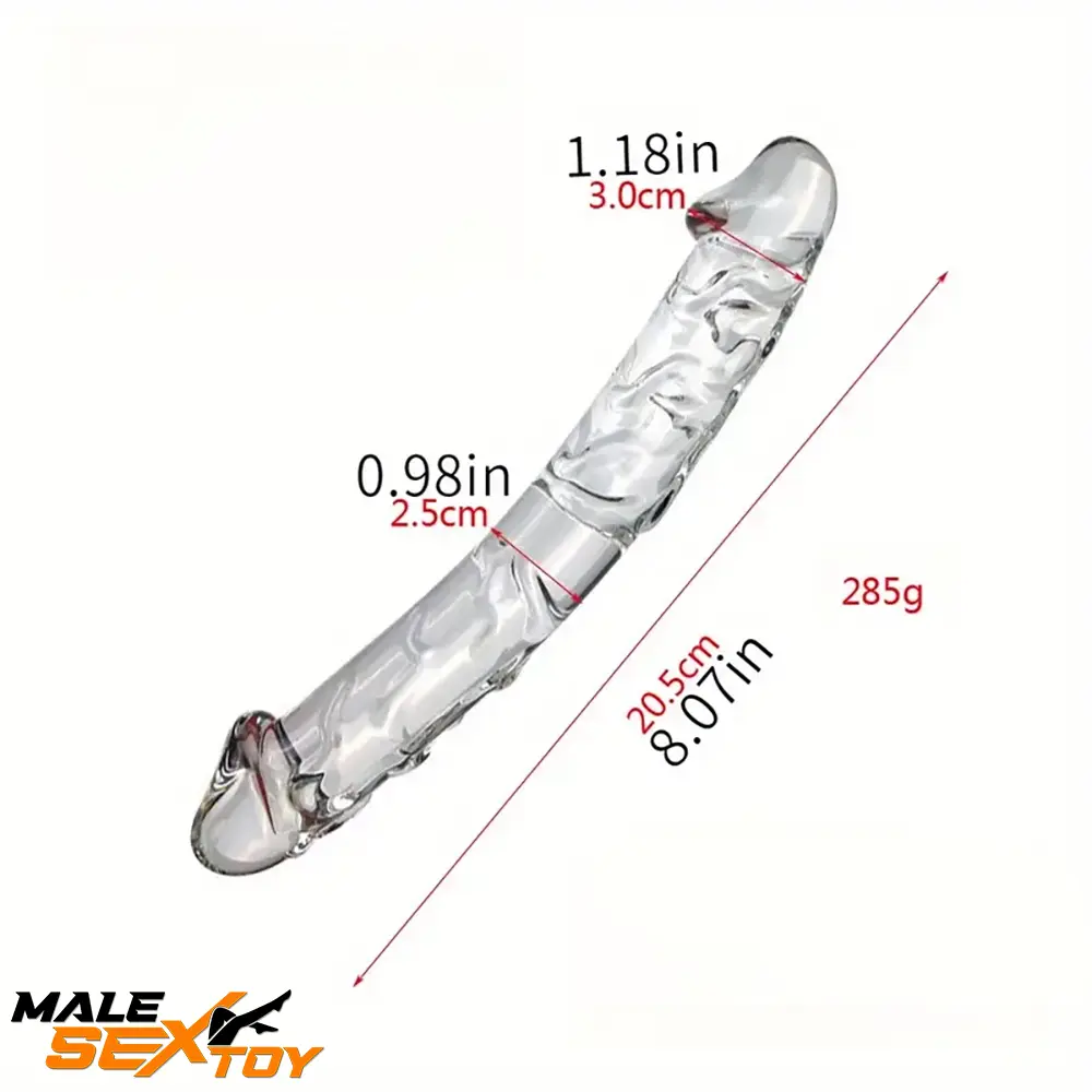 6.49in 8.26in Glass Dual Heads Dildo For Female Vaginal Stimulation Male Sex Toy