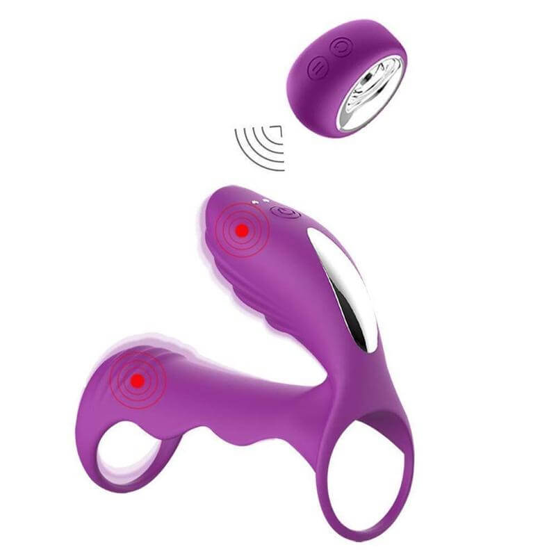 Soft 12 Vibrating Modes Remote Control Cock Ring With Double Rings