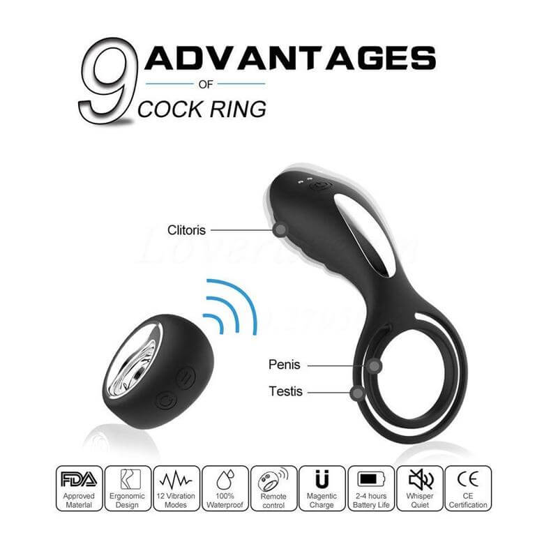 High Quality Two Rings Vibrating Remote Control Cock Ring Male sex toy